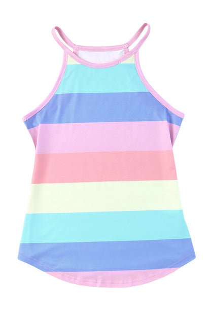 Multicolor Colorblock Striped Casual Tank Top