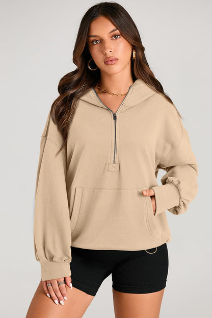Kangaroo Pocket Half Zipper Oversized Hoodie