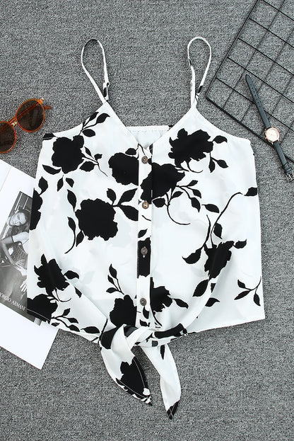 Floral Print Casual Roll Up Sleeve Blouse