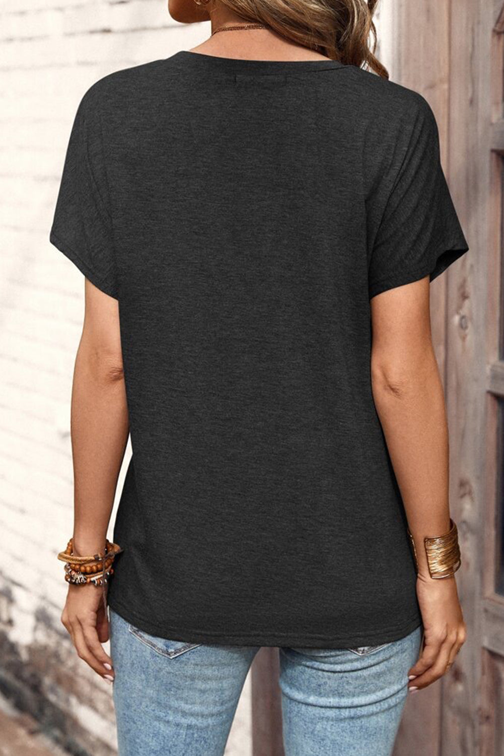 Basic Button Neck T Shirt