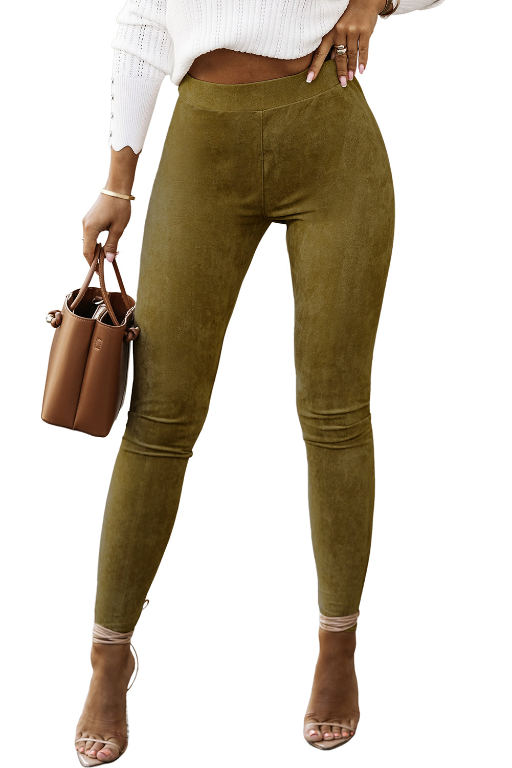 Jungle Mid Rise Faux Suede Skinny Leggings