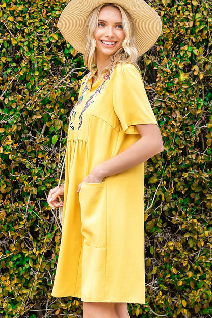 Floral Embroidered Boho Ruffle Puff Sleeve Blouse