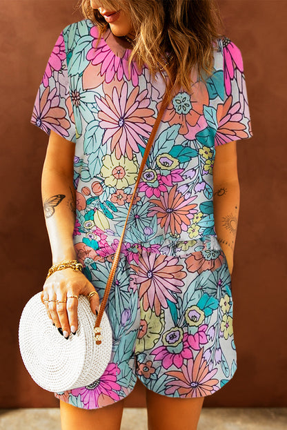 Multicolor Floral Print Casual Halter Top