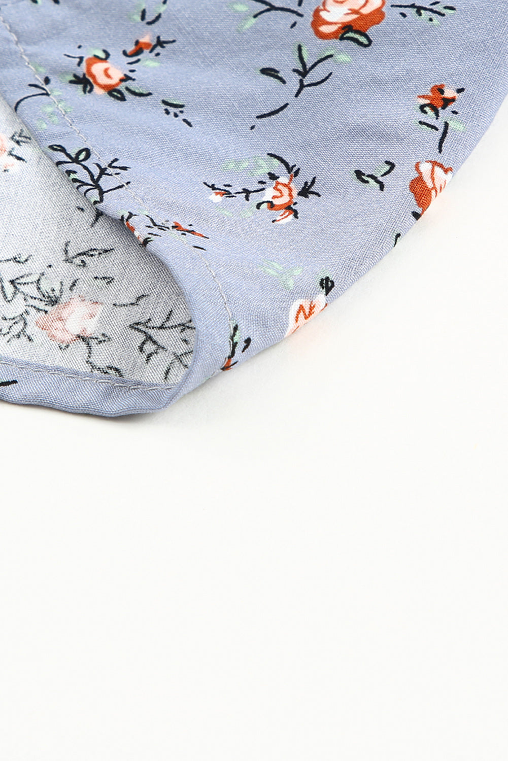 Floral Print Smocked Neck Flounce Sleeveless Shirt