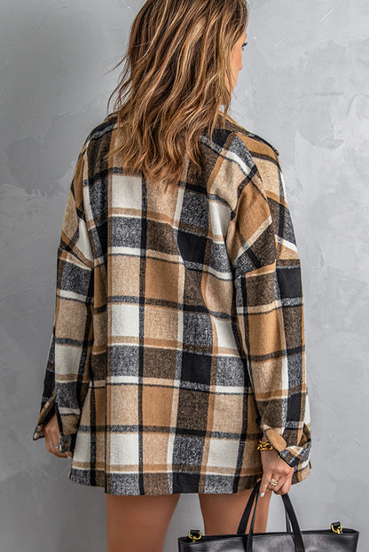 Plaid Button Up Long Sleeve Flannel Shacket
