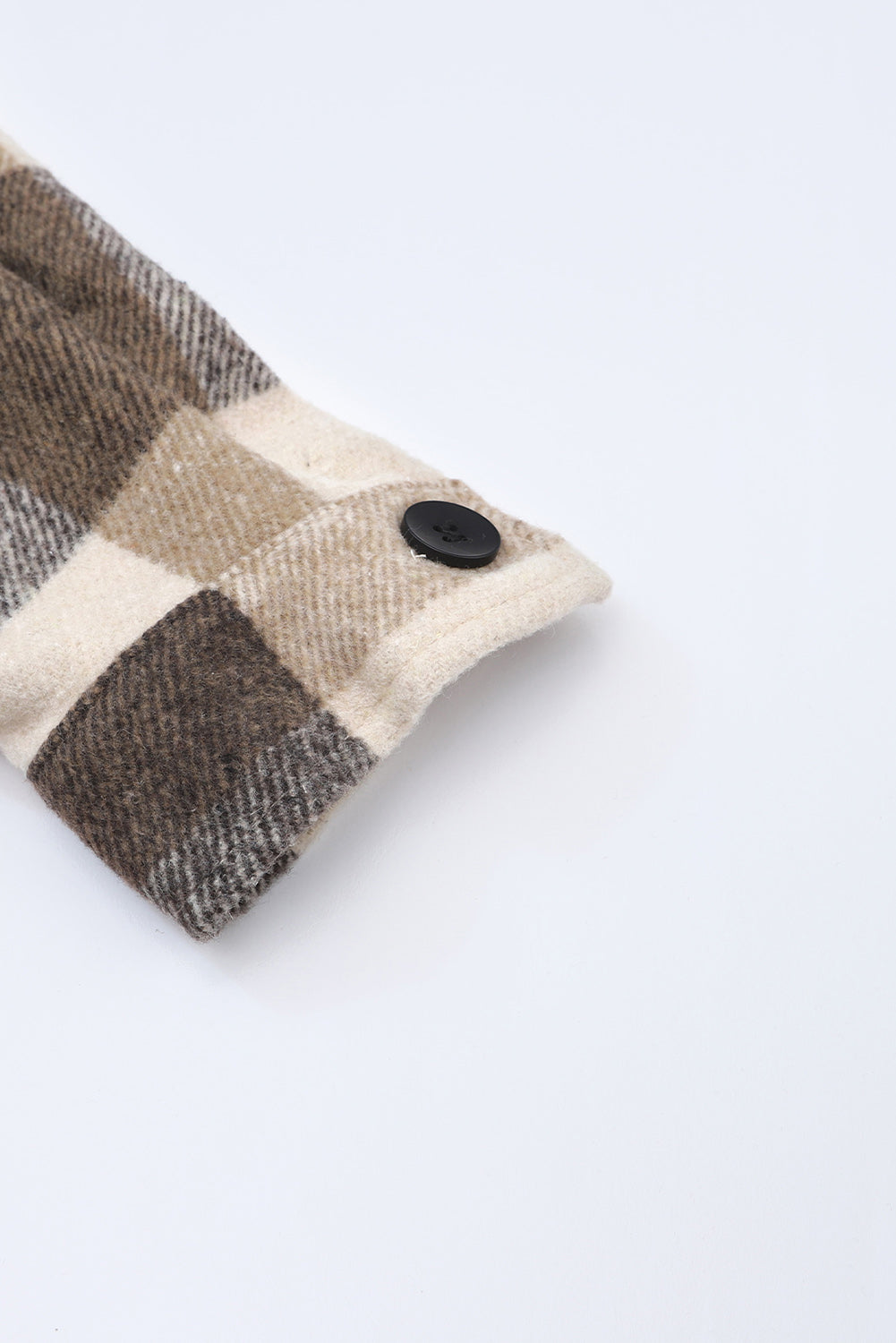 Khaki Plaid Colorblock Button Down Flap Pocket Long Shacket