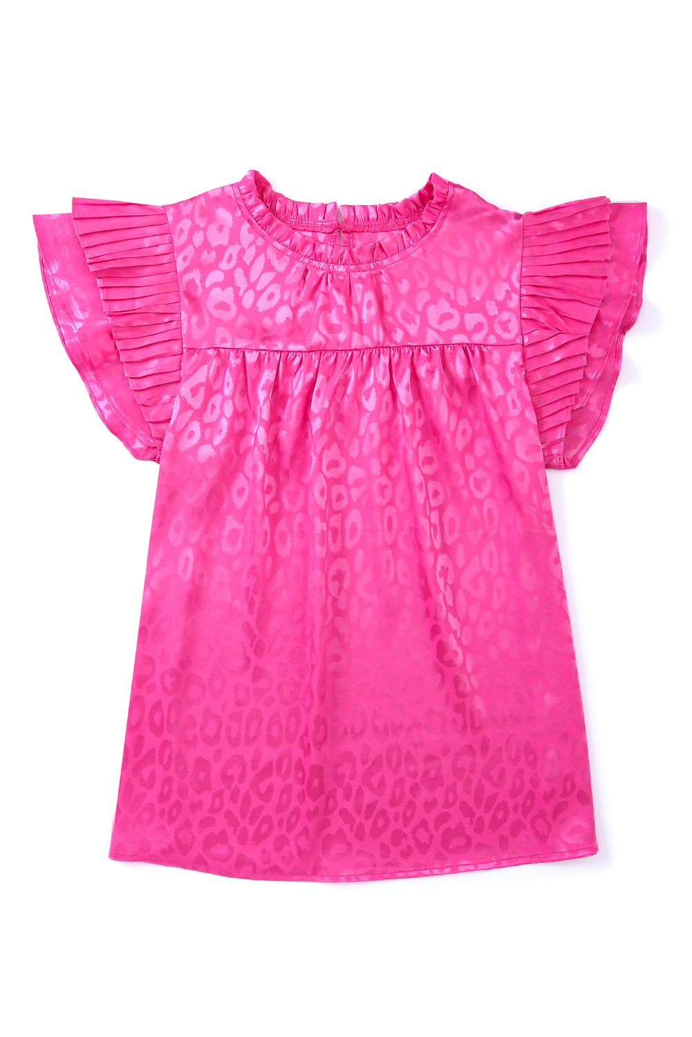 Rosy Satin Jacquard Sleeveless A-Line Leopard Print Dress