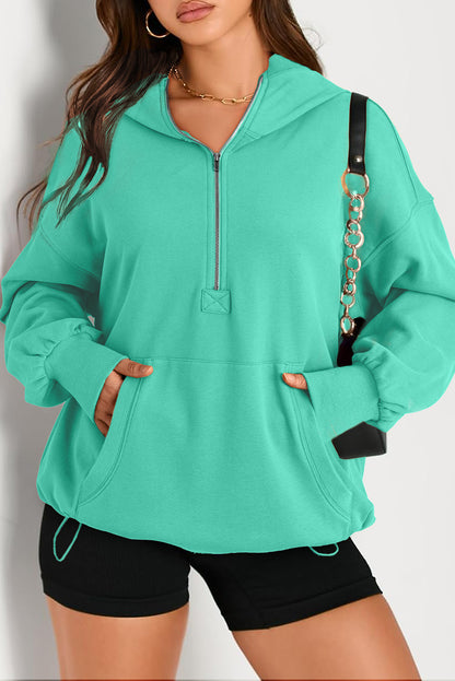 Kangaroo Pocket Half Zipper Oversized Hoodie