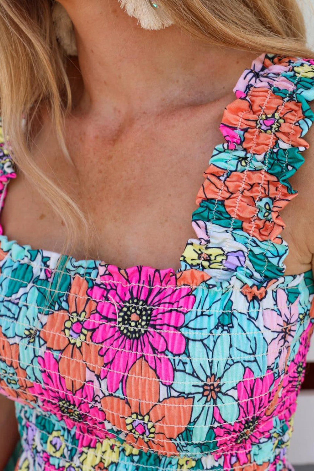 Multicolor Floral Print Casual Halter Top