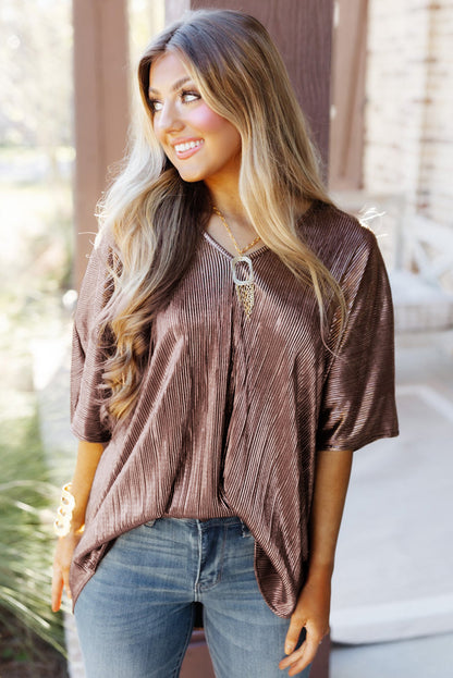 Textured Oversize Casual Tunic T Shirt