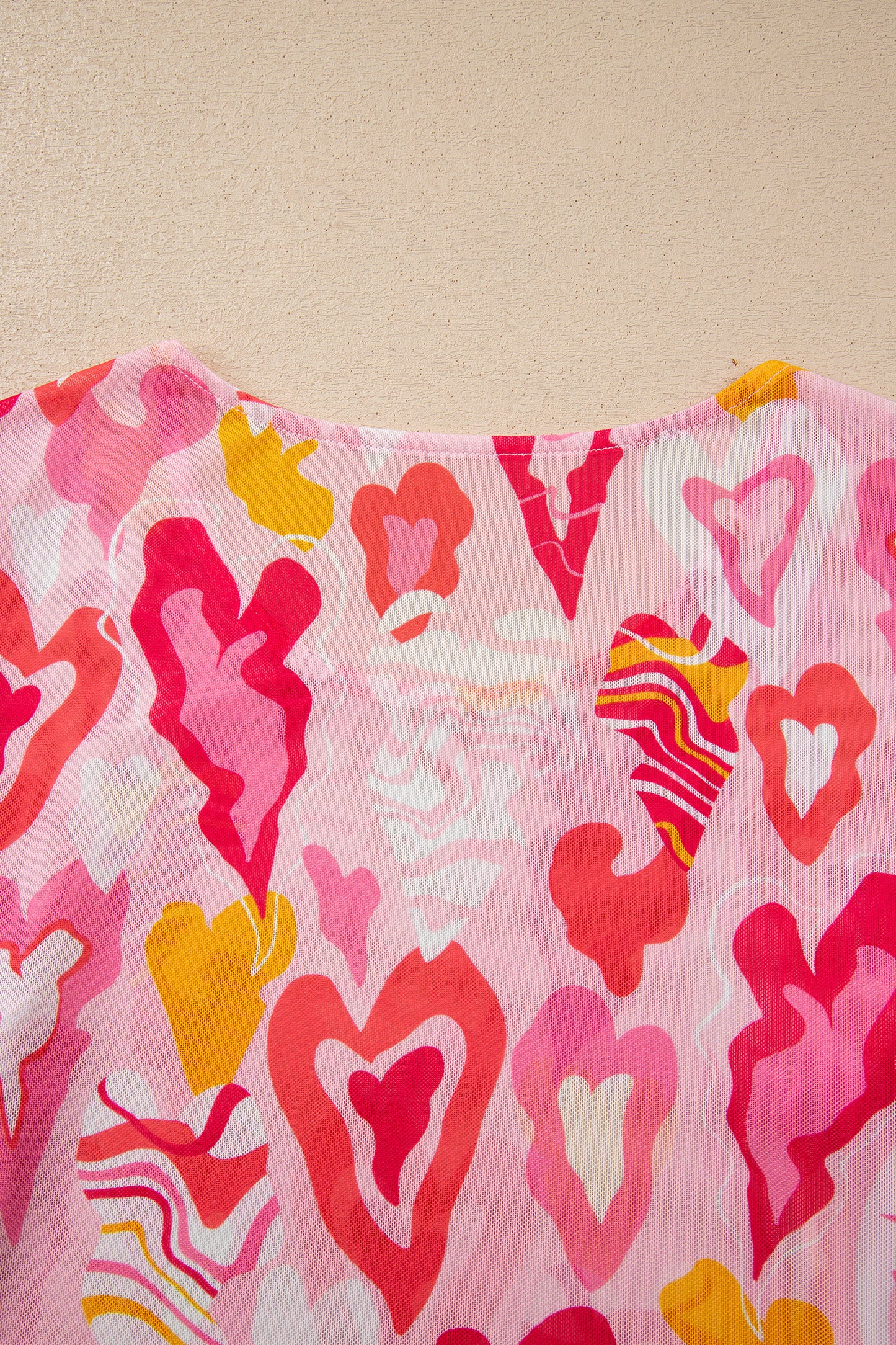 Rose Valentine Heart Mesh Long Sleeve Top