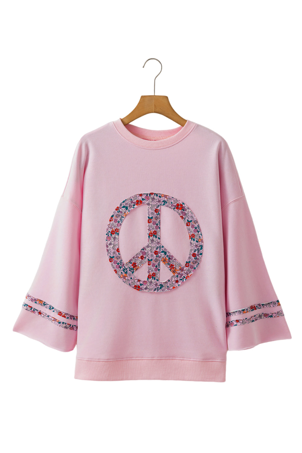 Jet Stream Floral Peace Sign Drop Shoulder Top