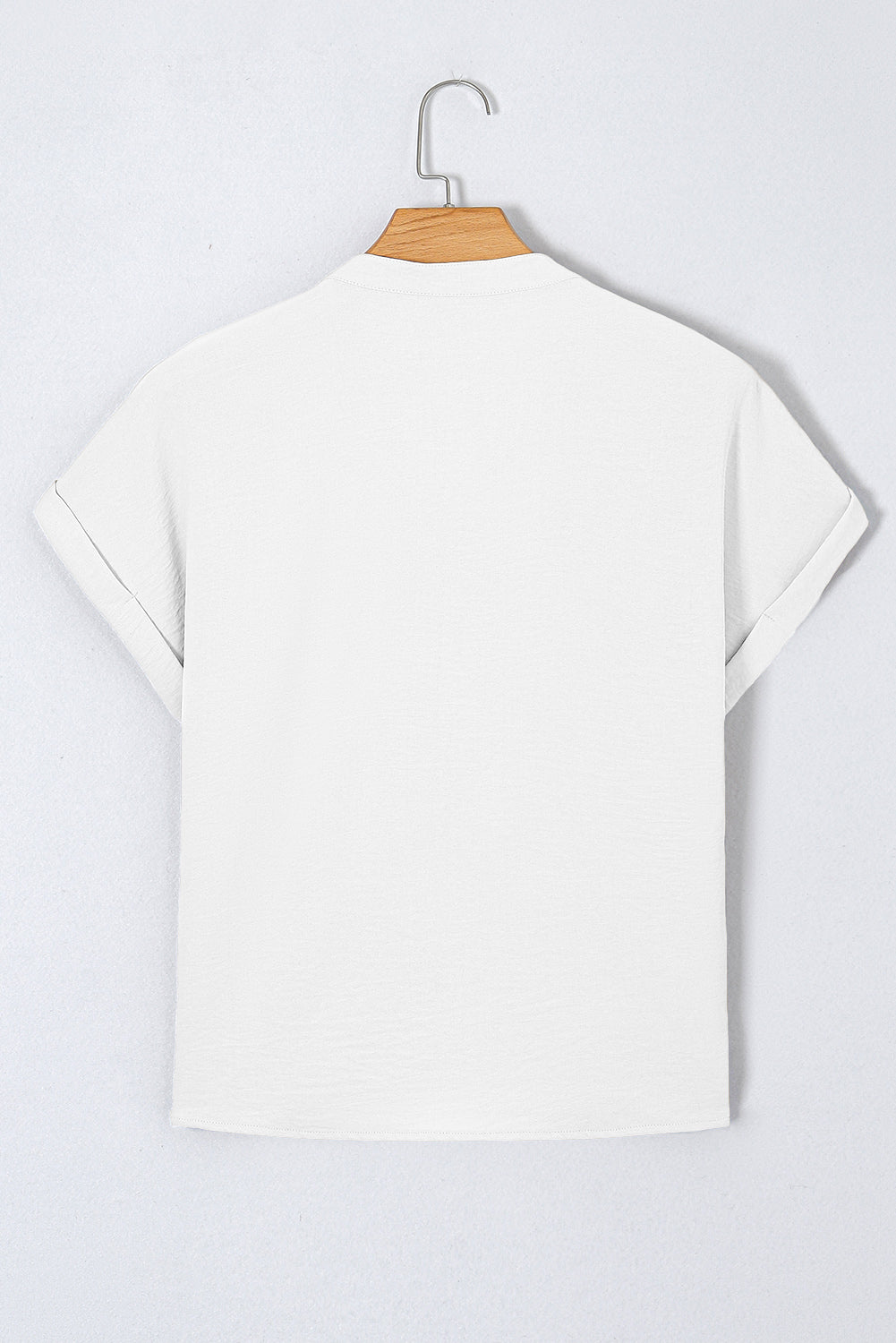 Rose Red Notched Neck Batwing Sleeve Blouse