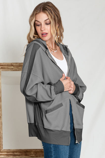 Thermal Zip Up Waffle Hoodie Jacket