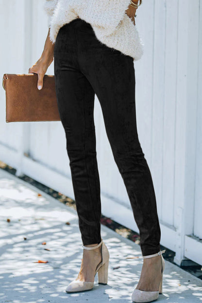 Jungle Mid Rise Faux Suede Skinny Leggings