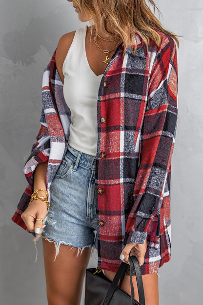 Plaid Button Up Long Sleeve Flannel Shacket