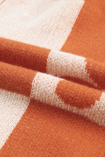 Orchid Petal Checkered and Striped Knitted Sweater