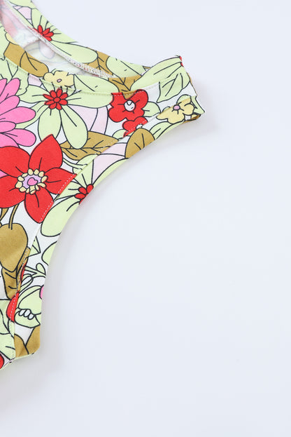Multicolor Floral Print Casual Halter Top