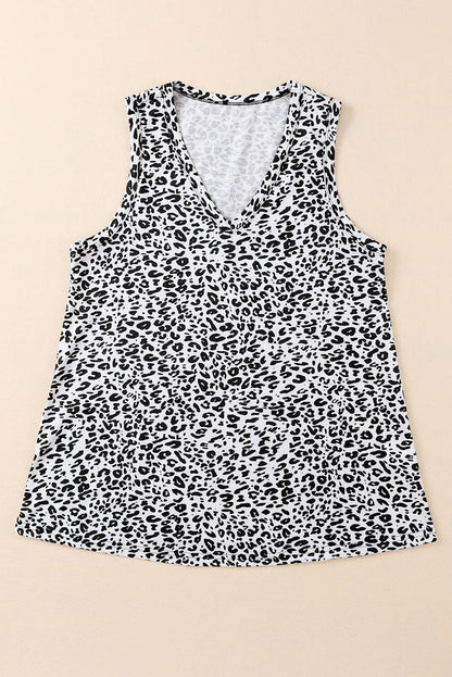 Cheetah Sexy Frill V Neck Spaghetti Strap Cami Top