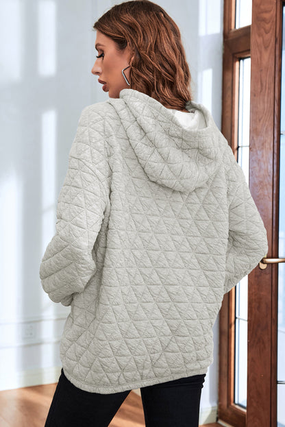 Coffee Thermal Quilted Kangaroo Pocket Hoodie
