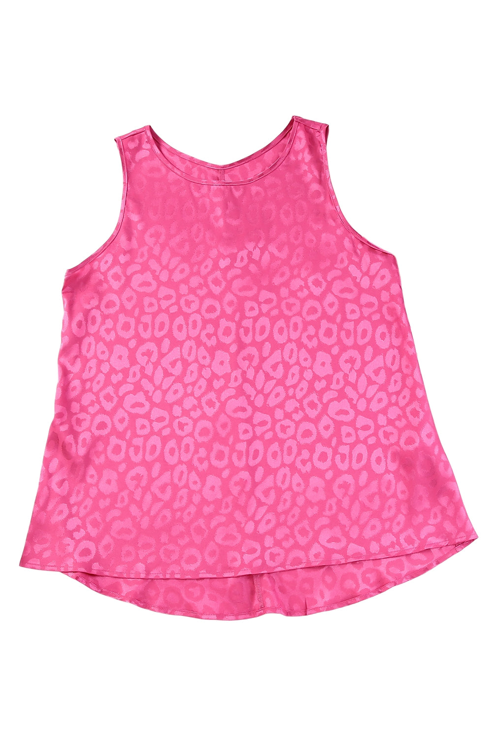 Rosy Satin Jacquard Sleeveless A-Line Leopard Print Dress