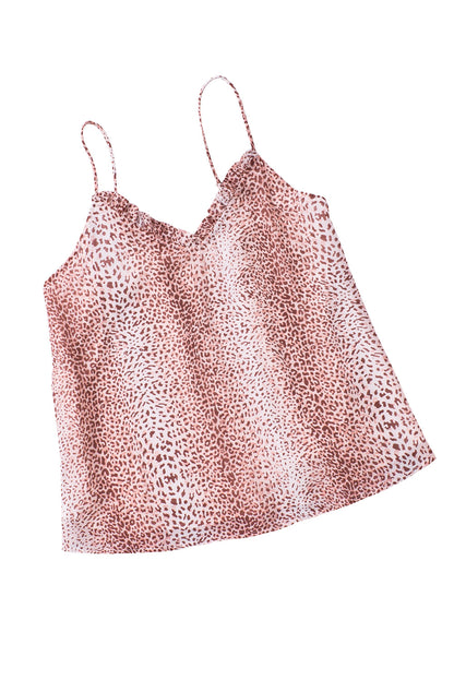 Cheetah Sexy Frill V Neck Spaghetti Strap Cami Top