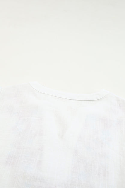 Floral Embroidered Boho Ruffle Puff Sleeve Blouse