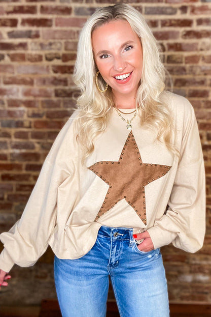 Studded Star Graphic Oversized Top