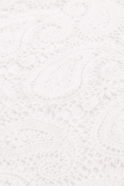 Lace Crochet Ruffled Square Neck Tank Top