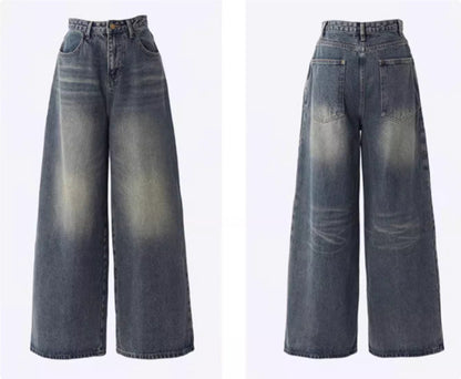 Faded High Waisted Wide Leg Jeans for Women