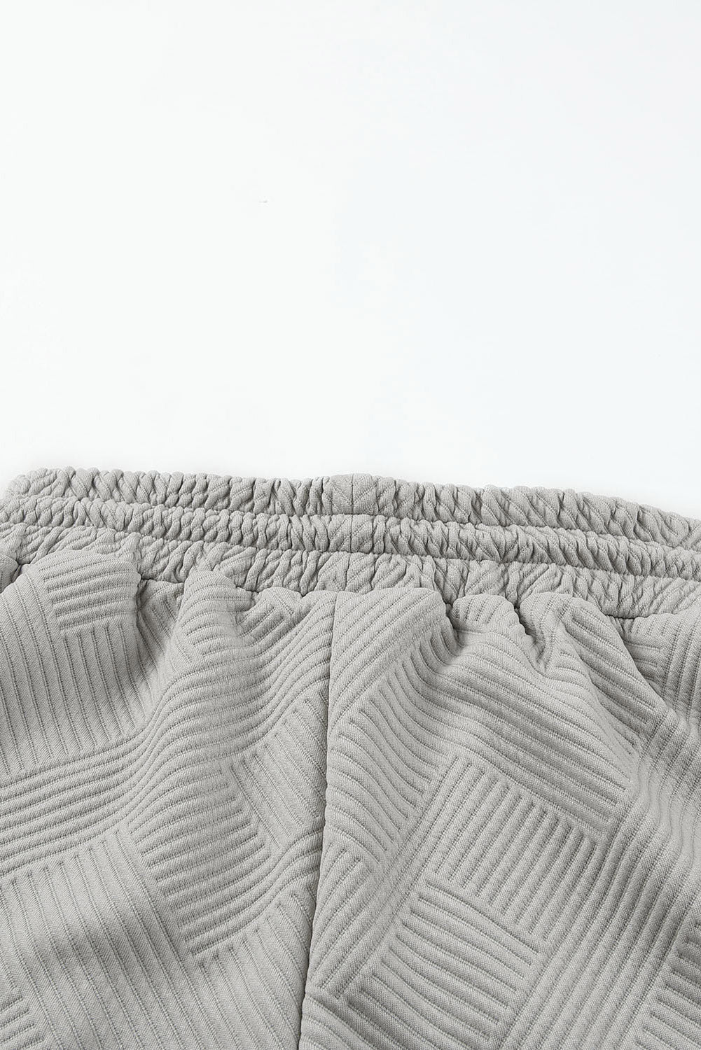 Apricot 2Pcs Solid Textured Drawstring Shorts Set