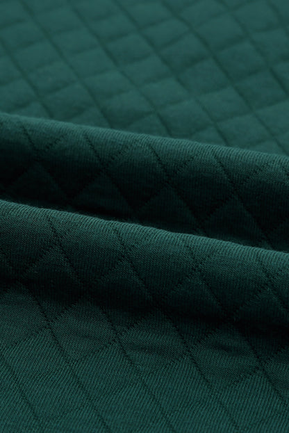 Plaid Geometric Texture Trim Buttons Neck Sweatshirt