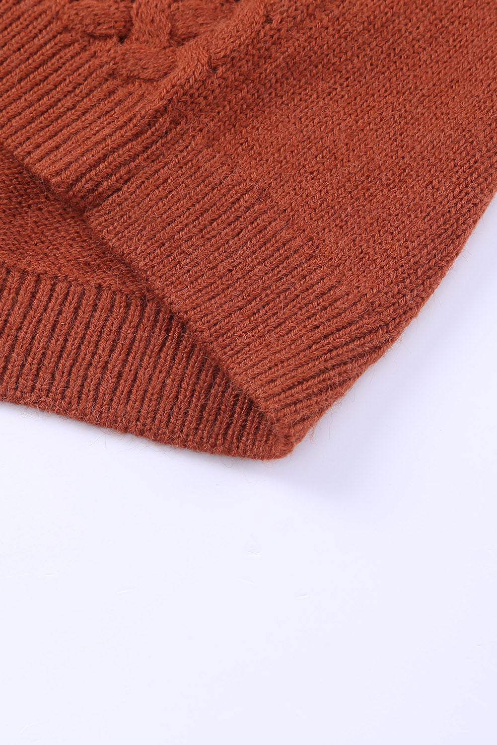 Brown Woven Texture Open Front Pockets Knit Cardigan