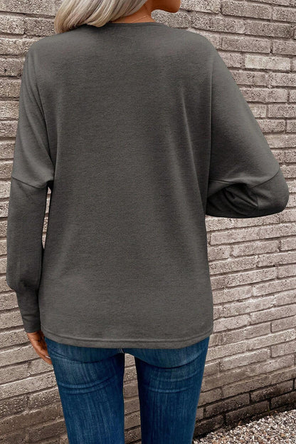 Cowl Neck Buttoned Long Sleeve Blouse