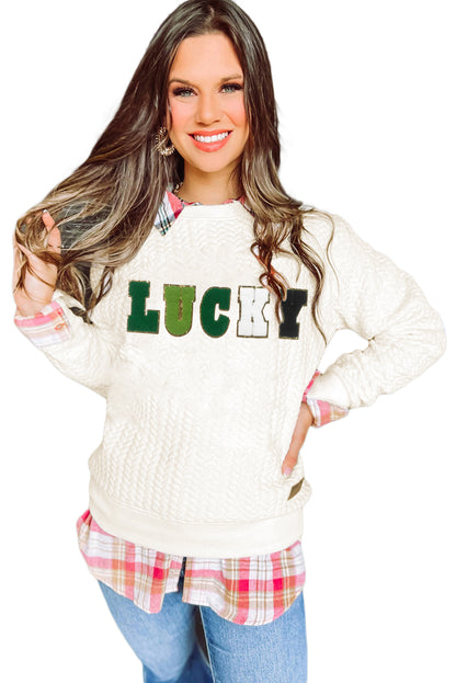 Black Merry and Bright Quilted Sweatshirt