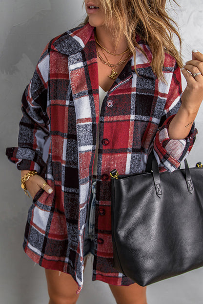 Plaid Button Up Long Sleeve Flannel Shacket