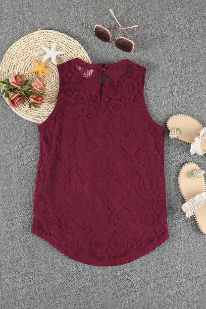 Elegant Sleeveless Flower Lace Top for Summer