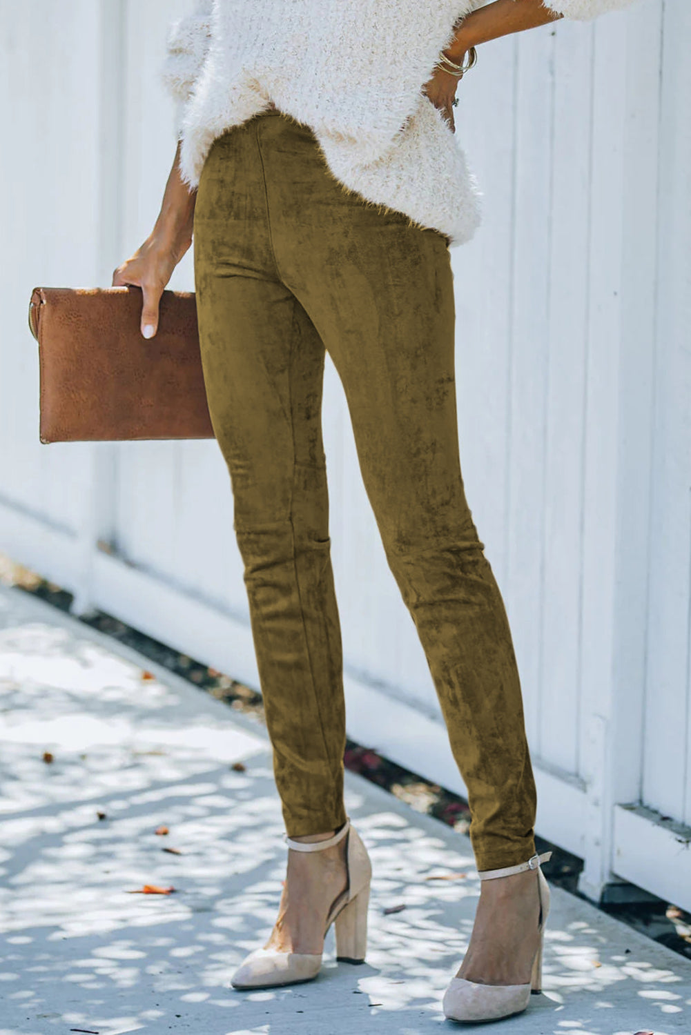 Jungle Mid Rise Faux Suede Skinny Leggings