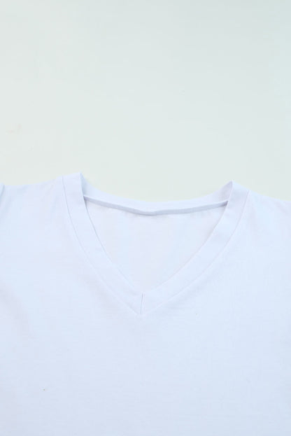 Puff Sleeve Casual V Neck T-Shirt