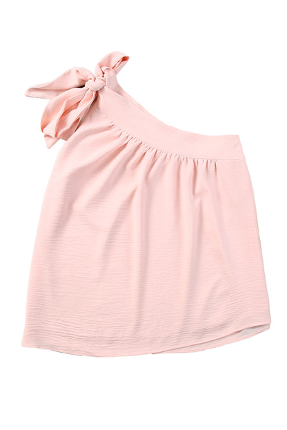 Casual Sleeveless One Shoulder Silk Top
