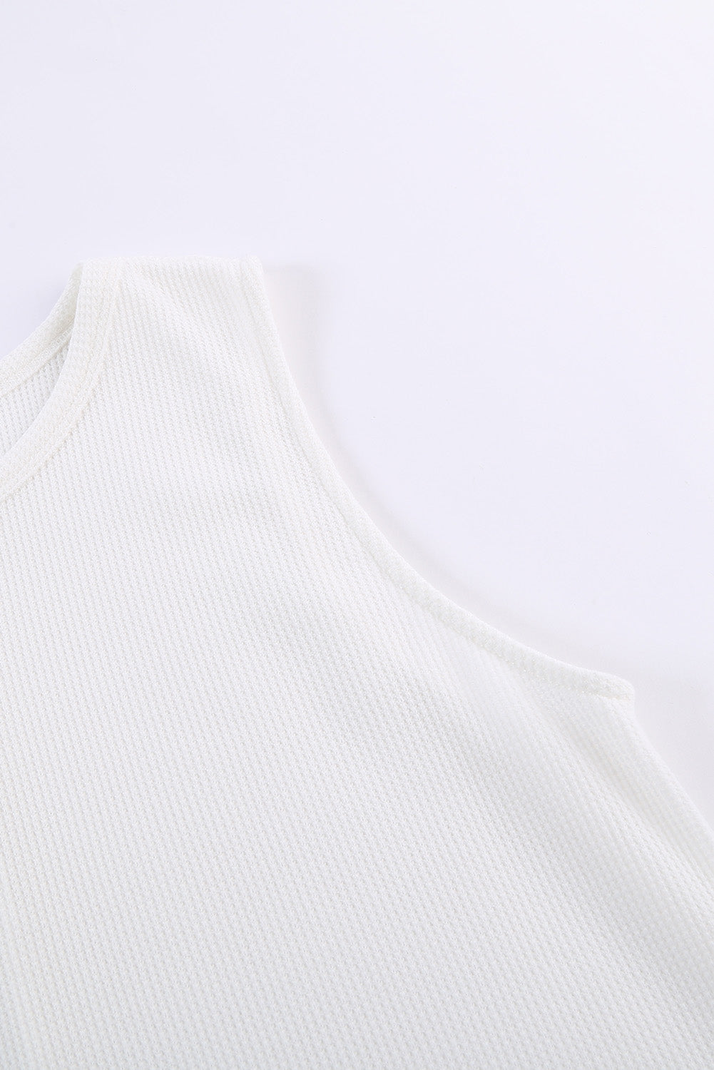 Crew Neck Basic Waffle Tank Top
