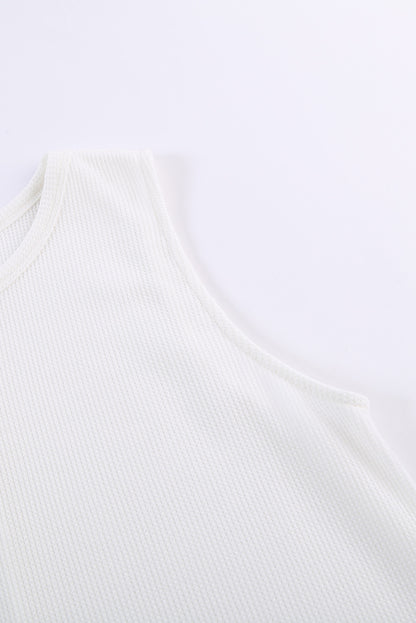 Crew Neck Basic Waffle Tank Top