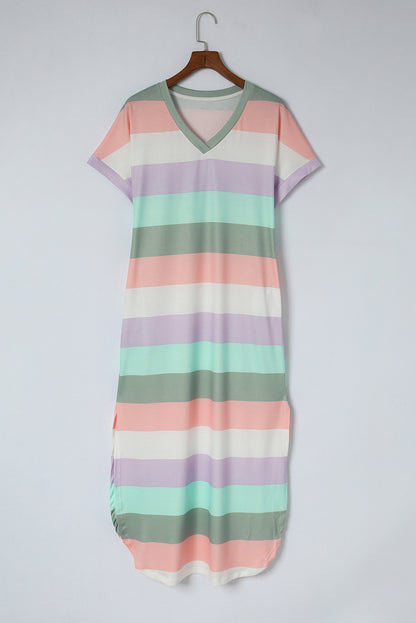 Multicolor Colorblock Striped Casual Tank Top