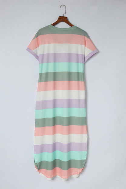 Multicolor Colorblock Striped Casual Tank Top
