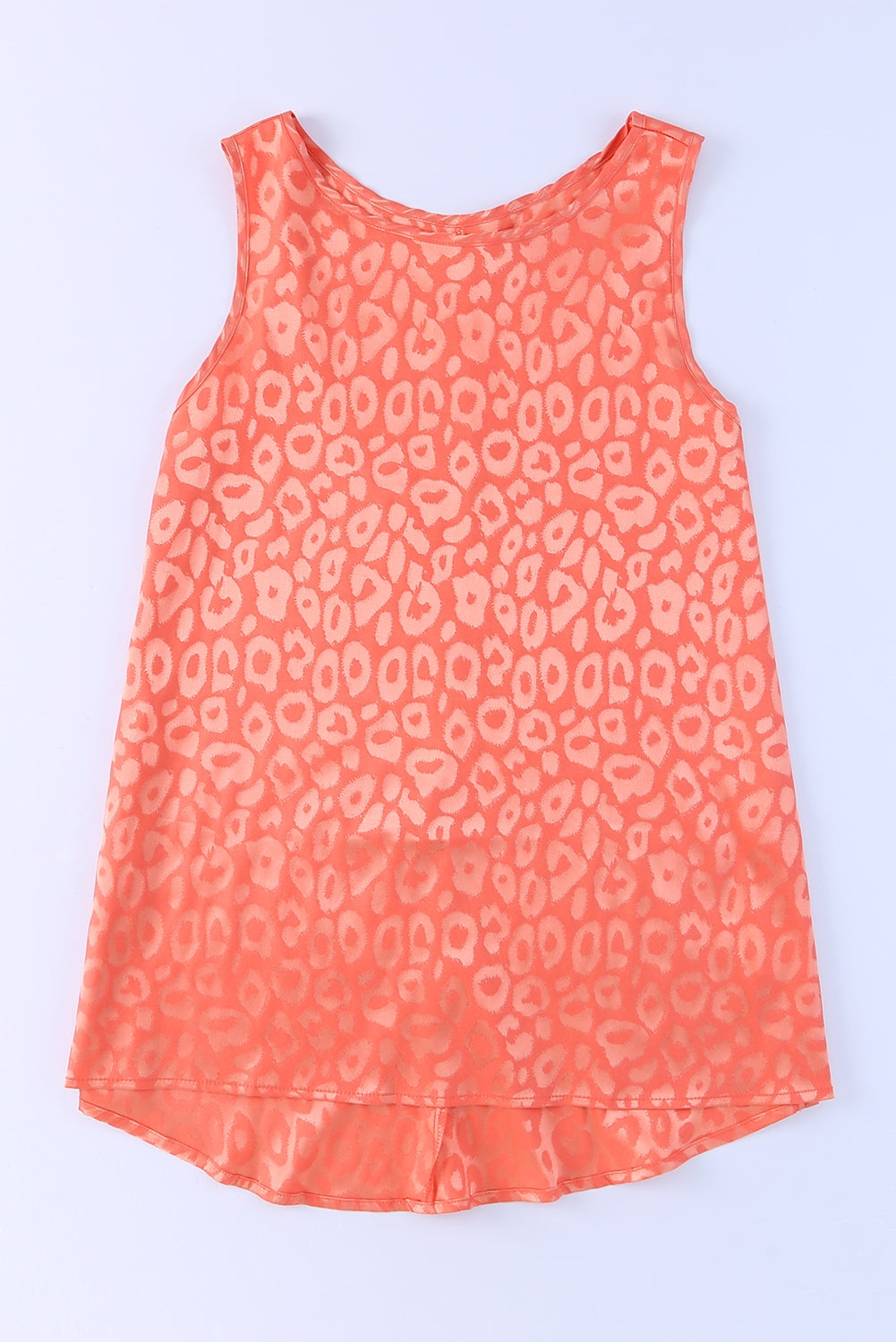 Rosy Satin Jacquard Sleeveless A-Line Leopard Print Dress