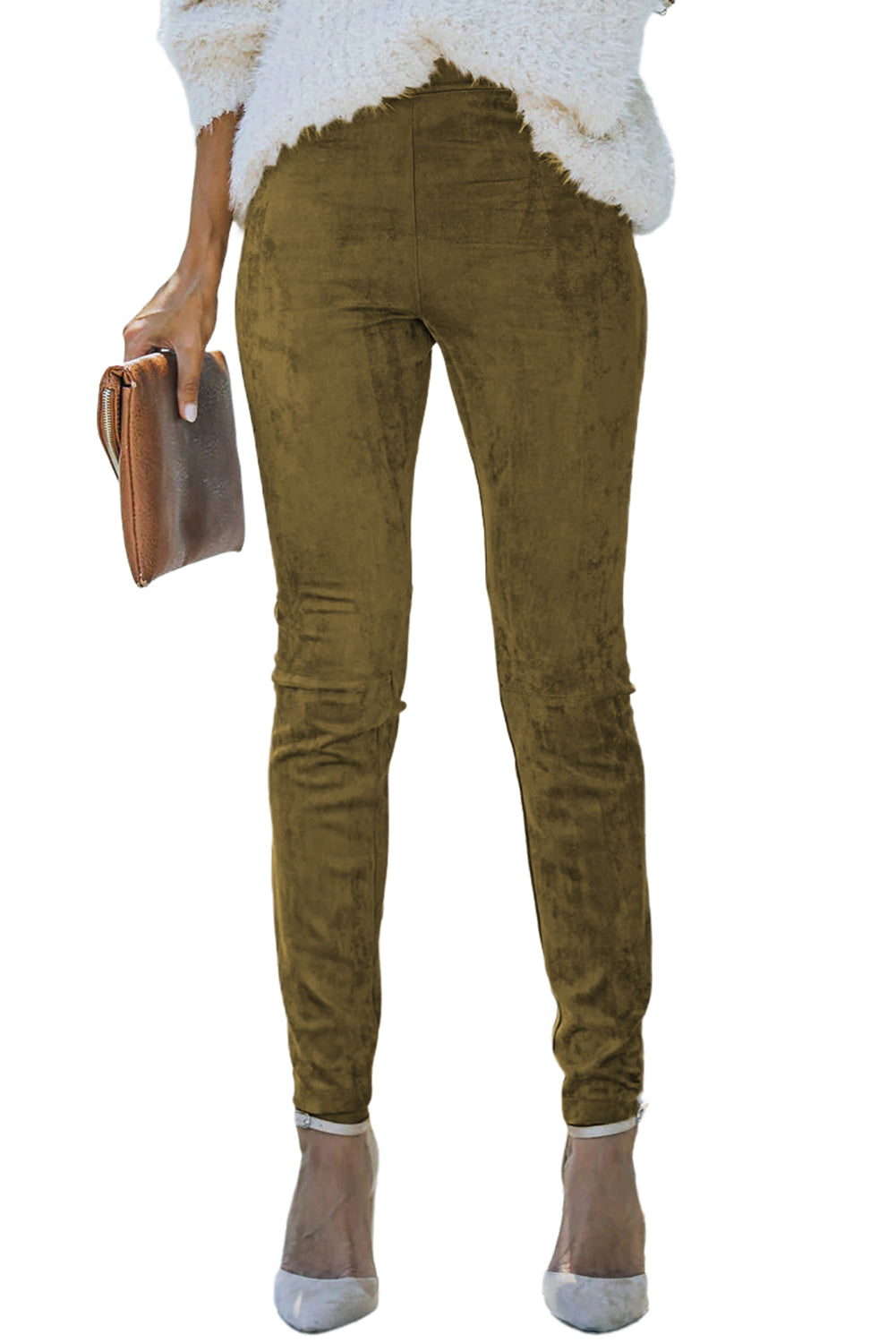 Jungle Mid Rise Faux Suede Skinny Leggings