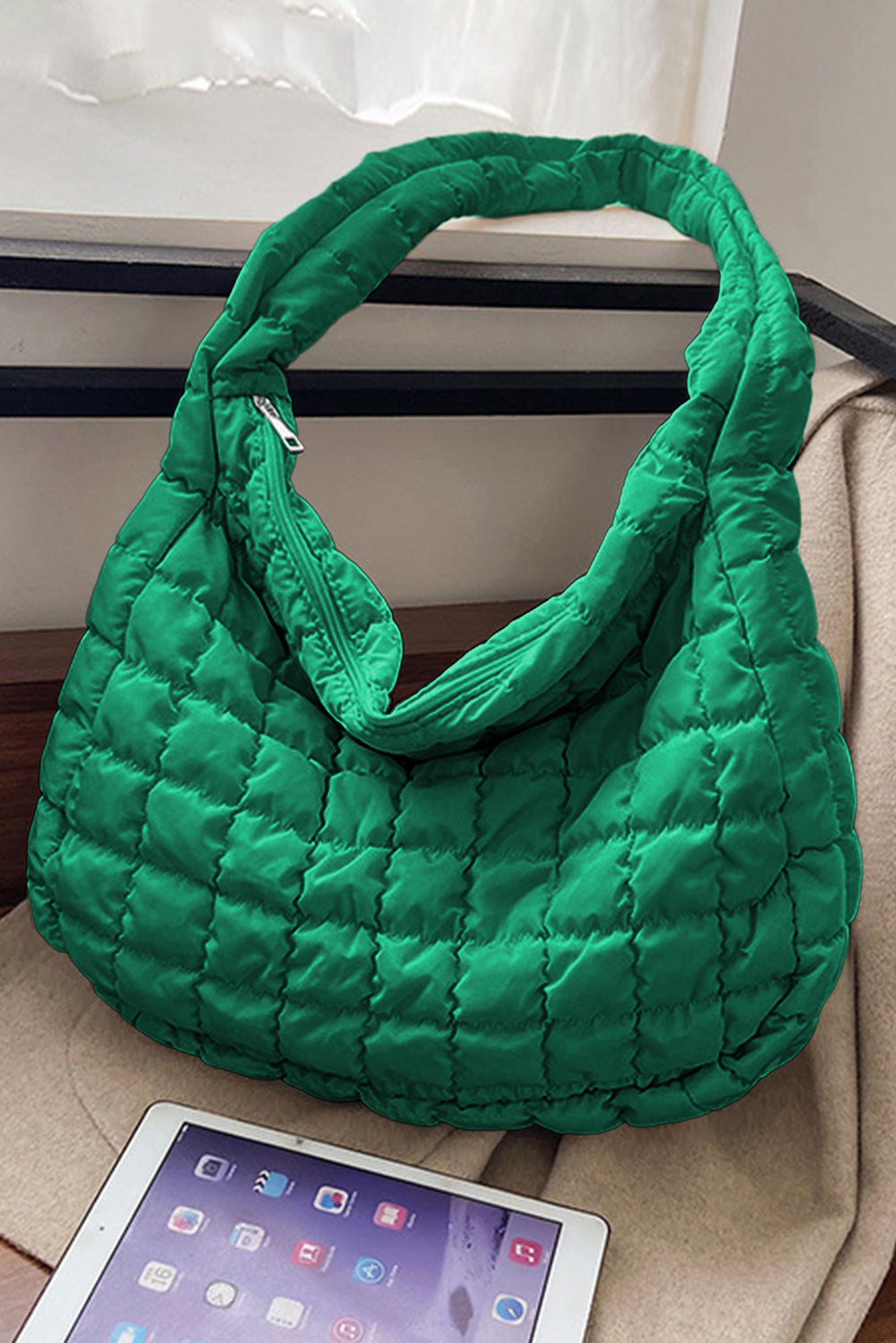 Casual Quilted Zipper Large Shoulder Bag