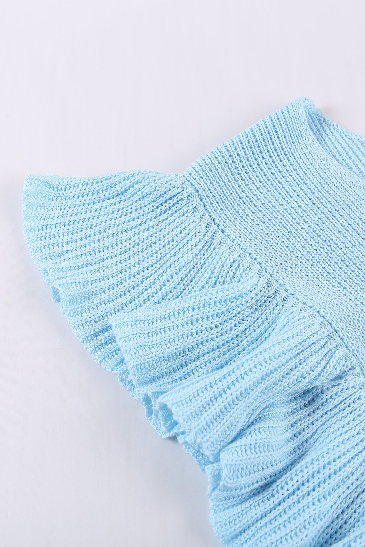 Khaki Ruffle V Neck Casual Sleeveless Knit Top