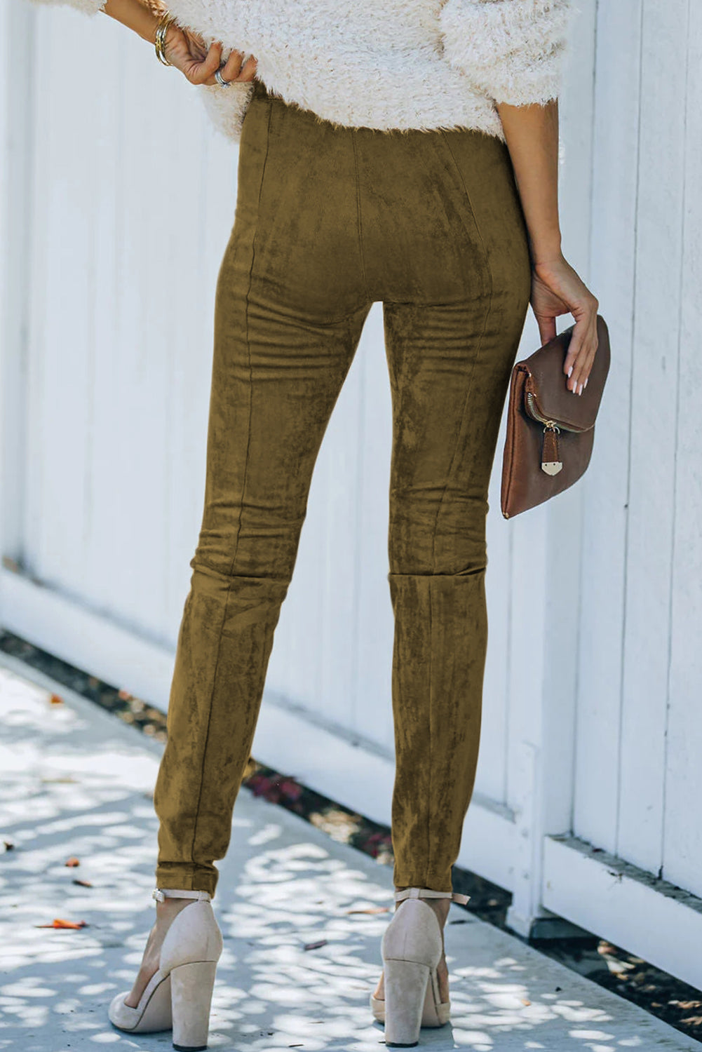 Jungle Mid Rise Faux Suede Skinny Leggings