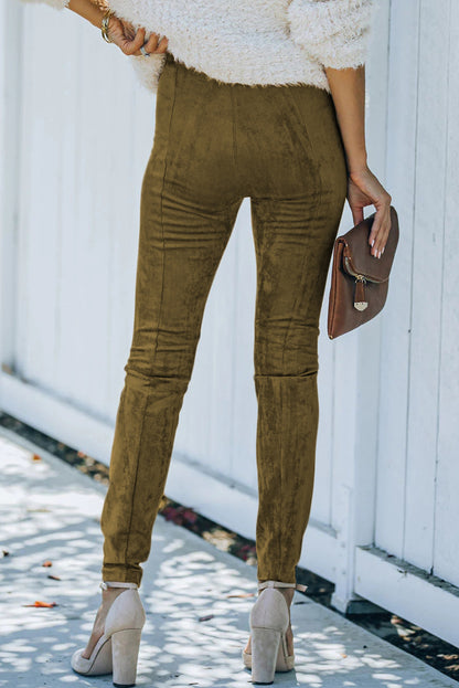 Jungle Mid Rise Faux Suede Skinny Leggings